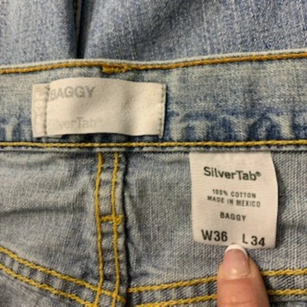 Levis Silver Tab Womens Baggy Denim Jeans zip up fly 36 X 34 - Picture 5 of 12